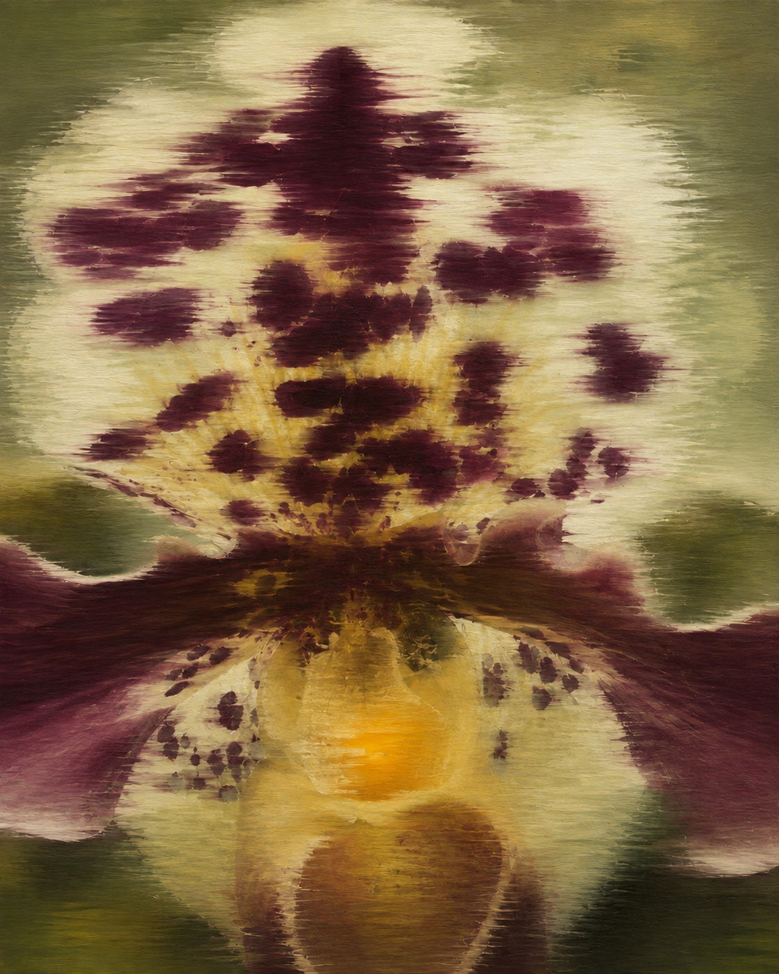 Orchid No. 04 — Ochre burgundy olive orchid fine art print
