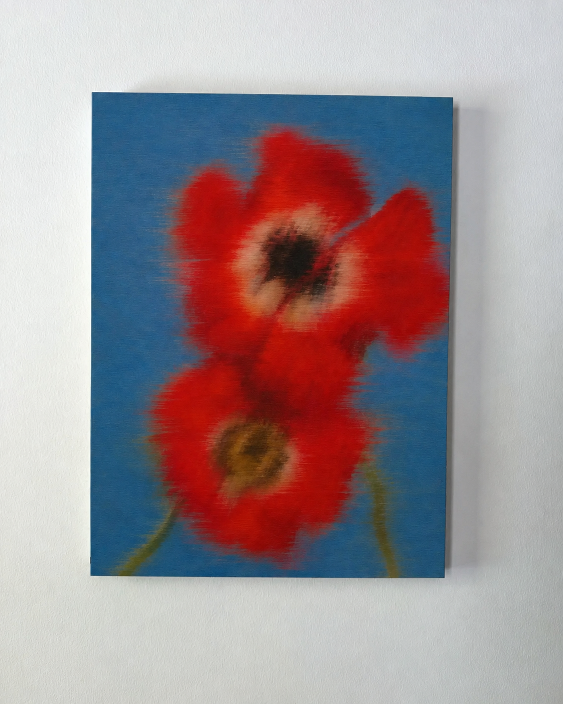 Poppy No. 01 — Ultramarine red poppy fine art print on blue background